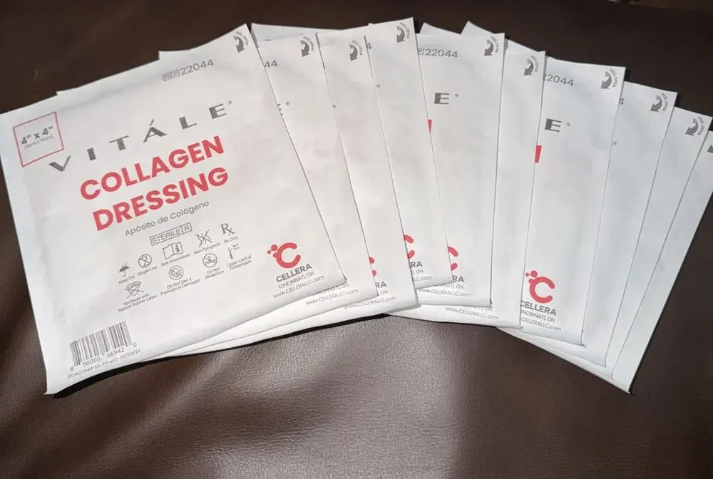 10 Vitale 4x4 inches Collagen Dressings Individual Packages Exp 6 5 2029 Sterile